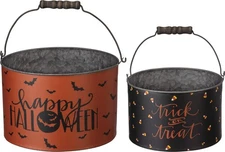 Primitives By Kathy Trick or Treat Bucket Set of 2
