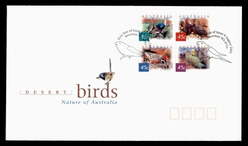 DR WHO 2001 AUSTRALIA FDC DESERT BIRD CACHET BLOCK w29720