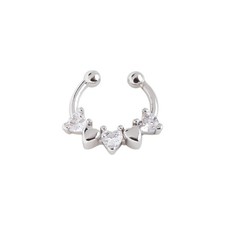 1X Rhinestone Nose Stud Hoop Ring Stainless Steel Body Jewelry Fake Piercing DIY