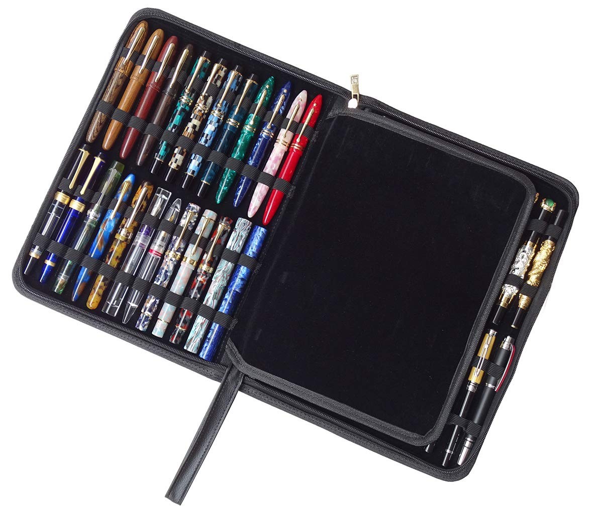 フォーエイト48 ペンケース erofa 48 Fountain Pen Case PU Leather, 33 cm x 25 x 2 cm, Black-48