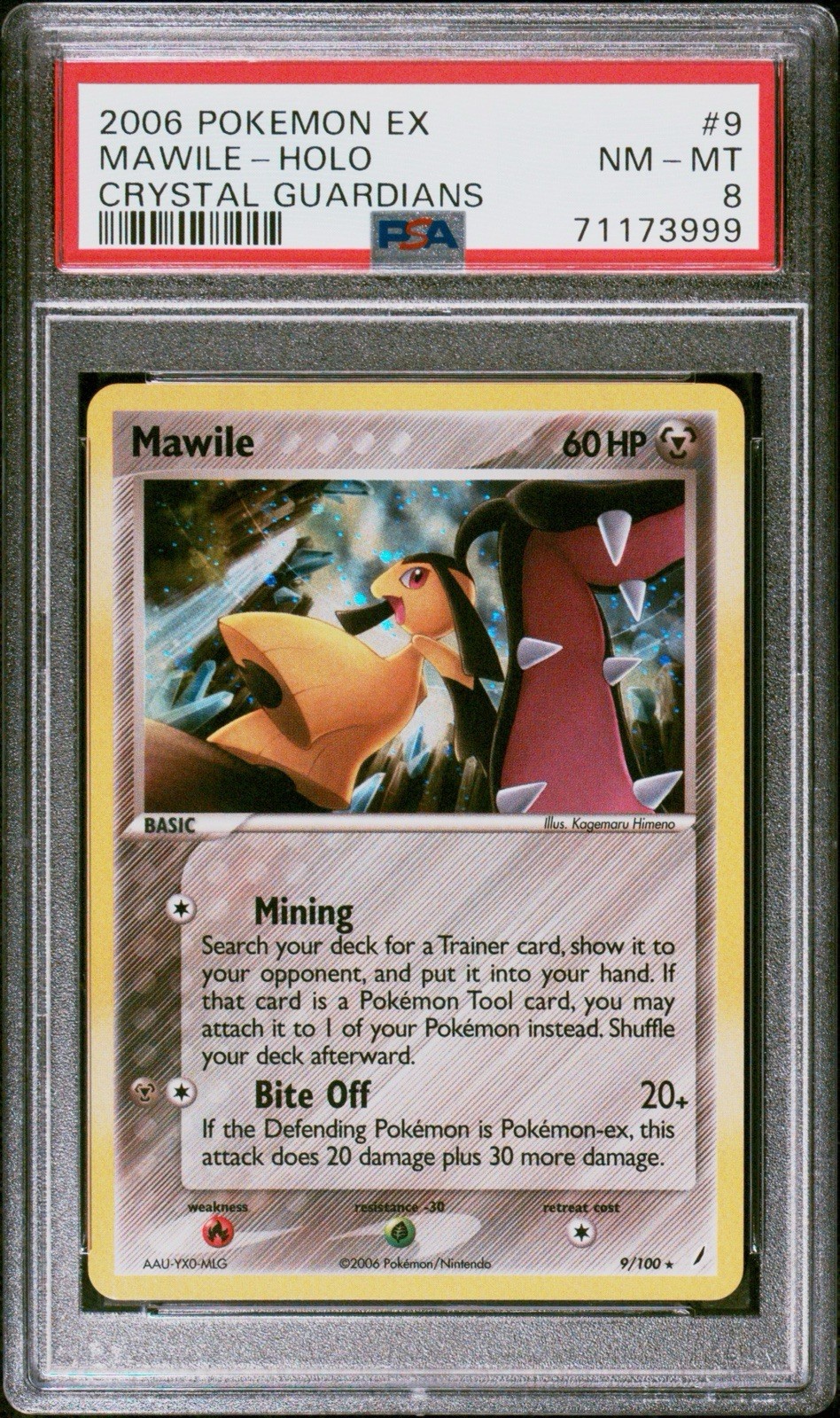 2006 POKEMON EX CRYSTAL GUARDIANS #9 MAWILE-HOLO CRYSTAL GUARDIANS PSA 8