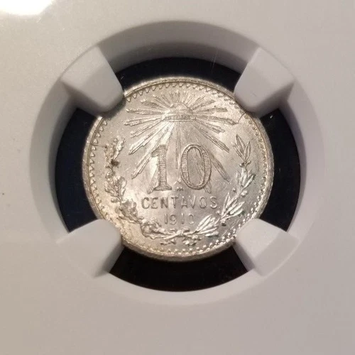 1910 M MEXICO SILVER 10 CENTAVOS 10C NGC MS 64 BRILLLIANT LUSTER BEAUTY