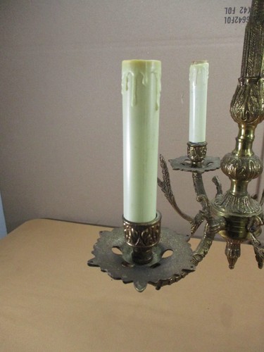 "Lampadario da appendere a tre bracci vintage ornato in ottone spagnolo con baldacchino 13" - Foto 11 di 21