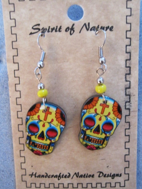Spirit of Nature western  Day of Dead, Dia de los Muertos Skull Dangle earrings - Image 2 of 2