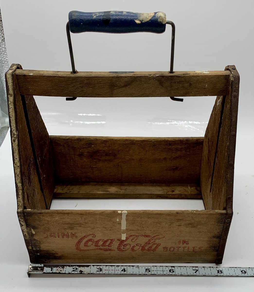 Vintage 1940's Coca Cola Wood 6 Pack Holder Crate Blue