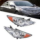Pair Chrome Left+Right For Hyundai Sonata 2011-2014 LED Clear Headlights Lamps
