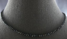ESTATE 26.0CT BLACK DIAMOND 14KT WHITE GOLD ETERNITY TENNIS LOVE NECKLACE 27788