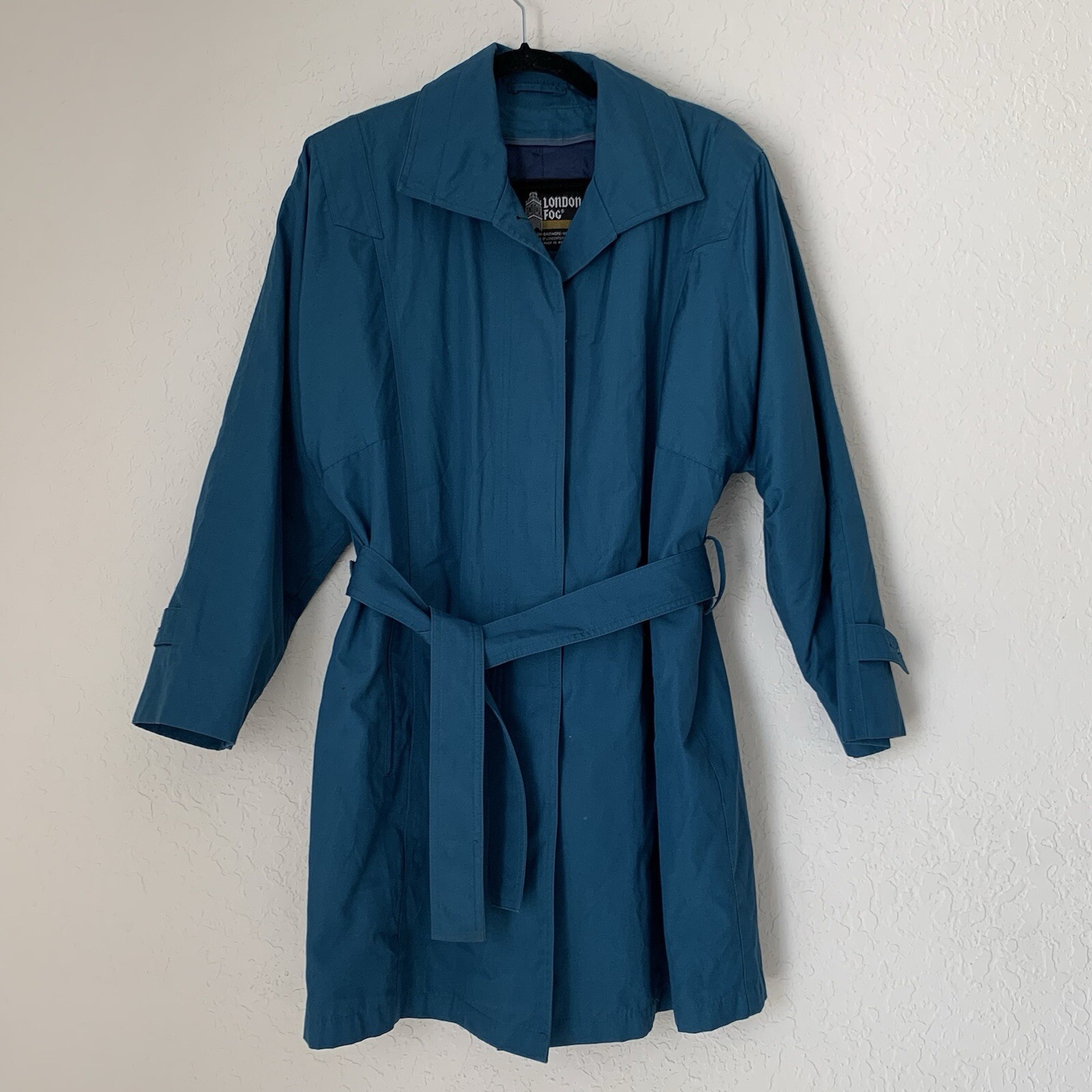 Vintage London Fog Teal Blue Trench Coat for Women with Belt and Liner