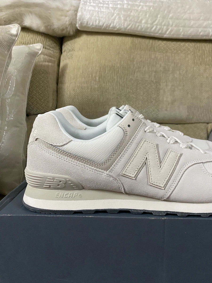 New Balance 574 Off White Grey Trainers Shoes BNIB Size 12.5uk