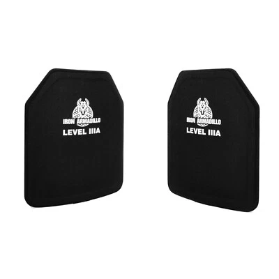 IRON ARMADILLO® LVL 3A Hard Body Armor Plate 10x12 stop 9MM 357 SIG PAIR