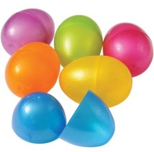 6 Plastic Eggs Multi-Colors 3 1/8 Inch