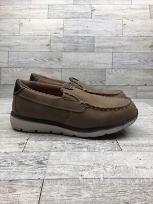 Anchors Edge Bay Boys Shoes Brown  Leather Slip On Boat Travel Comforts  Size 3