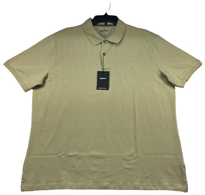 DKNY Polo Shirt Mens size XL Tan Sand  Performance Quick Dry UPF 15 New