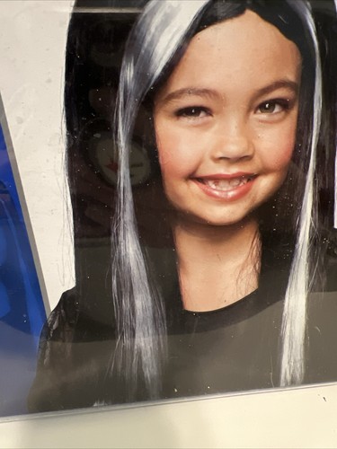 Children's Witch Wig Black with White Streak Halloween Costume Deluxe Quality - Picture 2 of 7