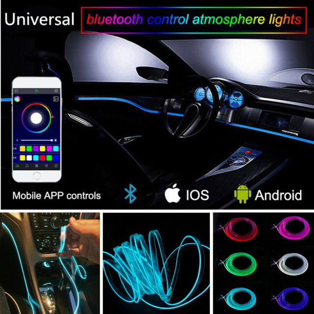 6m Rgb Led Car Interior Neon Strip Bluetooth Phone App Control Atmosphere Light