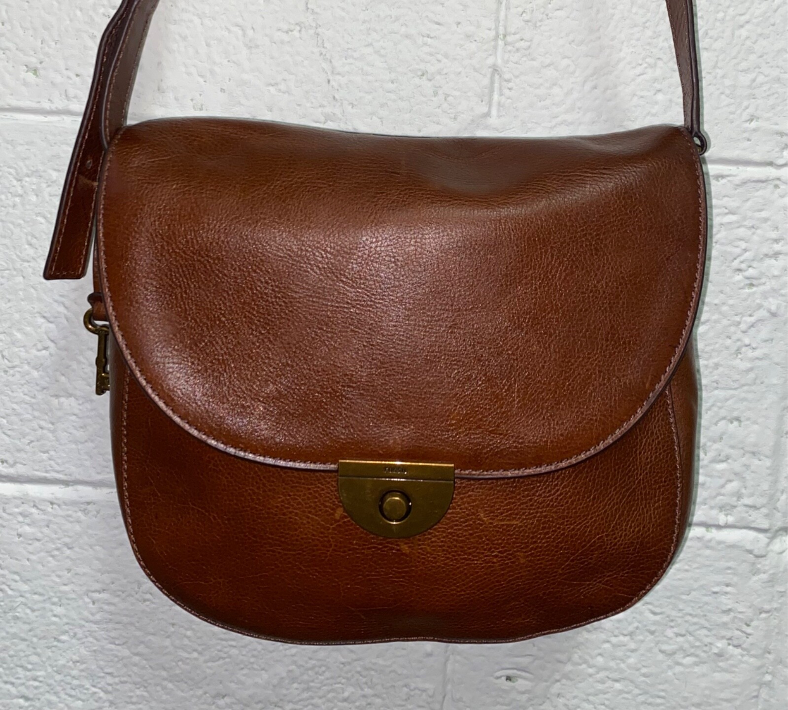 FOSSIL EMI Brown Leather Crossbody Shoulder Purse Bag ZB6888 eBay