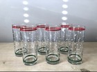 (6) Vintage Libbey Polka Dot Red Green Stripe Tumbler Cooler Glasses — photo 2