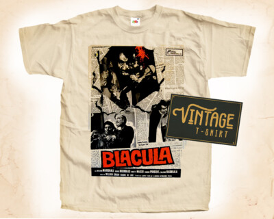 Blacula Dracula T SHIRT Movie Poster Vintage Natural Tee sizes S to 5XL