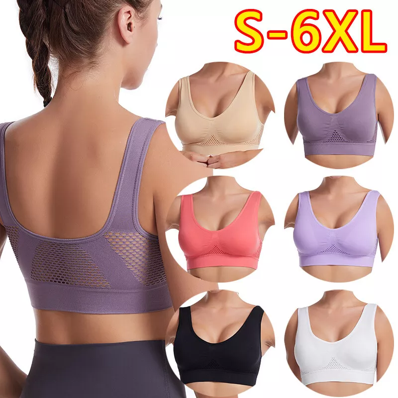 Womens Plus Size Sports Bra Form Bustier Top Breathable Underwear Yoga Gym  Bra