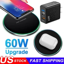 60W Wireless Fast Charger Charging Pad Dock For iPhone 16 15 14 13 Pro Max XS XR