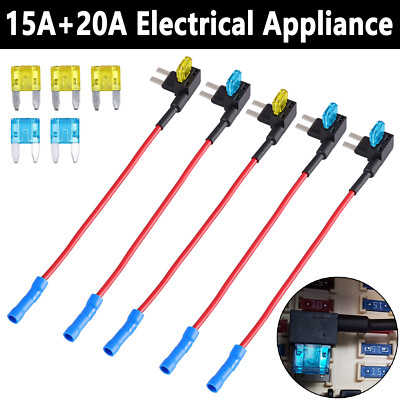 15Pcs Fuse TAP Adapter Kit 12V 20 Amp Car Add Circuit Mini ATM APM Blade Fuse