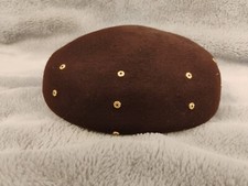 Vintage Mohn Brothers 100 Wool Hat Cap Brown Gold Accents USA Made