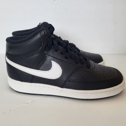 Nike Court Vision Sneakers Mid Black White Womens Size 6 Athletic - Picture 3 of 10