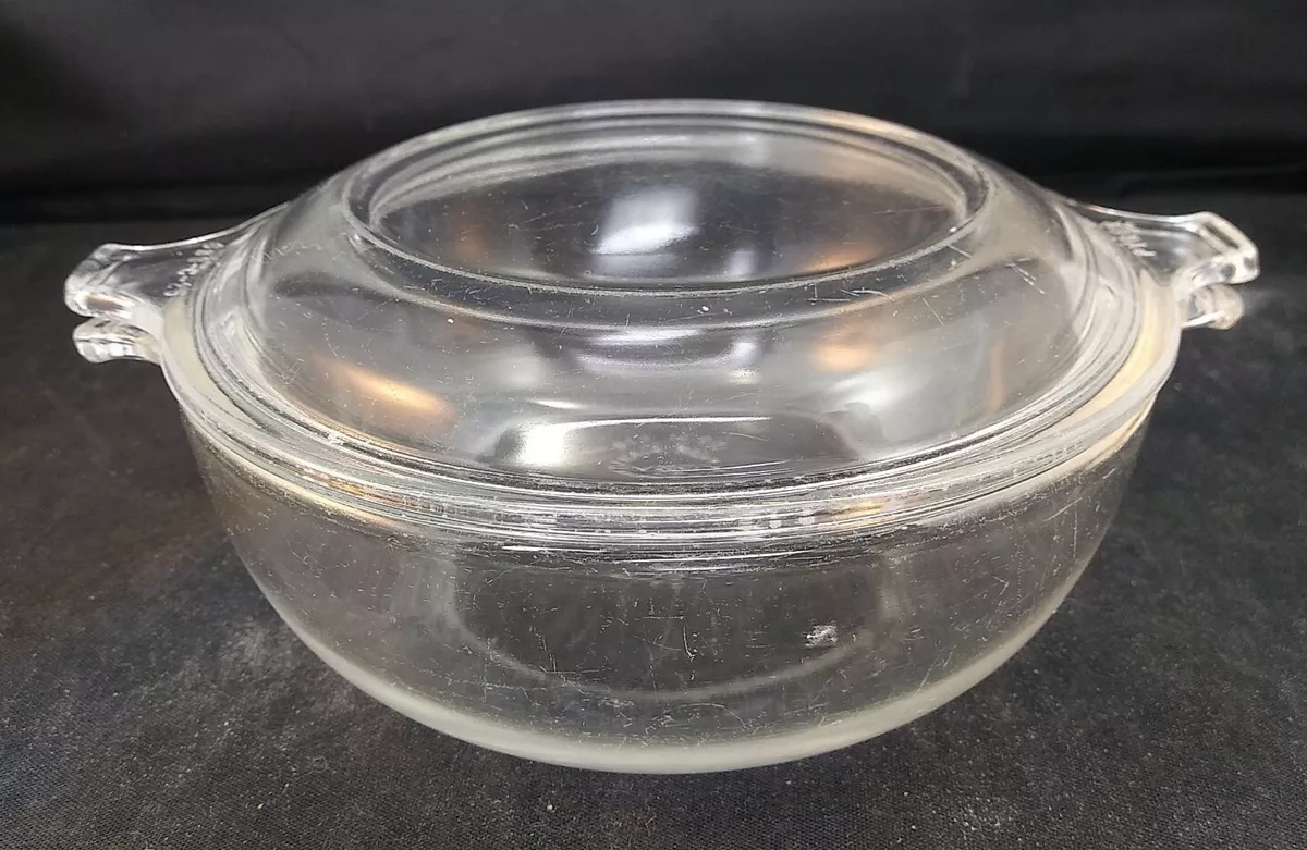 PYREX: CLEAR GLASS, CASSEROLE DISH / BOWL #019, 20oz w/LID 681-C-33,  VINTAGE