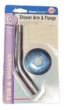 Master Plumber 6” Shower Arm & Flange 1/2 in Male Pipe Thread Chrome Plated