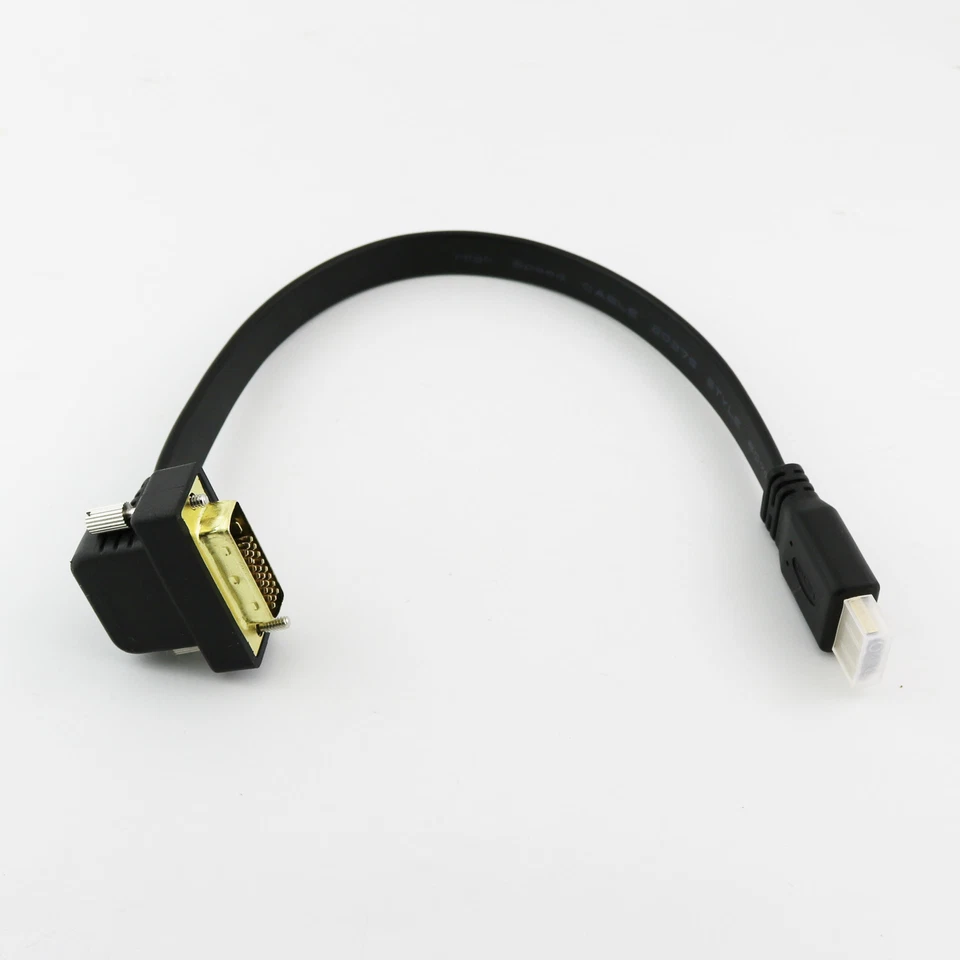 Flat Slim High Speed HDMI Male to DVI 24+1 Male 90° Angled Connector Cable 30cm - Image 2 of 4