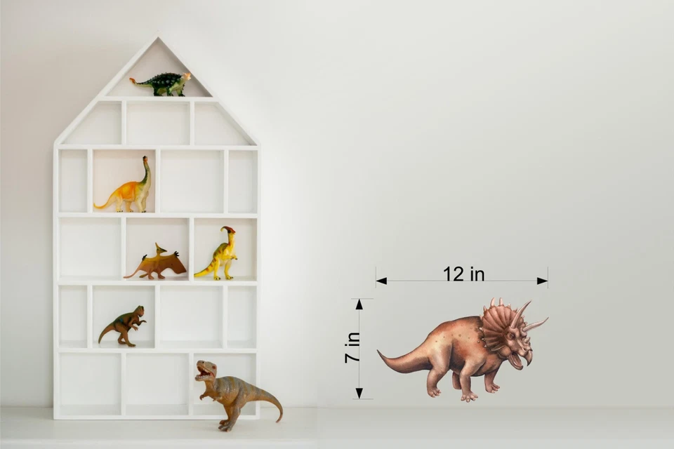 Calcomanía de pared acuarela triceratops dinosaurio tela extraíble vinilo pegatina de pared Foto 2 de 4