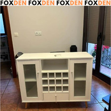 Modern Drinks Cabinet Wine Rack Sideboard Storage Kitchen Cupboard Glass Doors