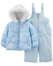 OSHKOSH Little Girls 5-6 Cloud Blue 2Pc Insulated Hooded Snowsuit NWT 110