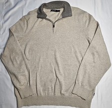 Mens Nautica Long Sleeve Oatmeal 1/4 Zip Sweater Size XL - EUC