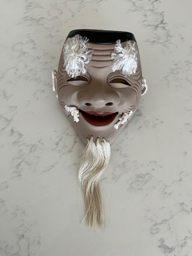 Japanese ceramic okina noh theater mask old man