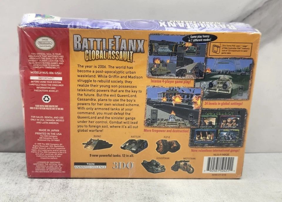 Battletanx Global Assault - Nintendo 64 Auténtico N64 Sellado Nuevo Caja Dañada Foto 3 de 4
