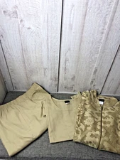Salon Studio Womens Pantsuit Set Size Large Beige 3 Pc Pants Jacket Blouse
