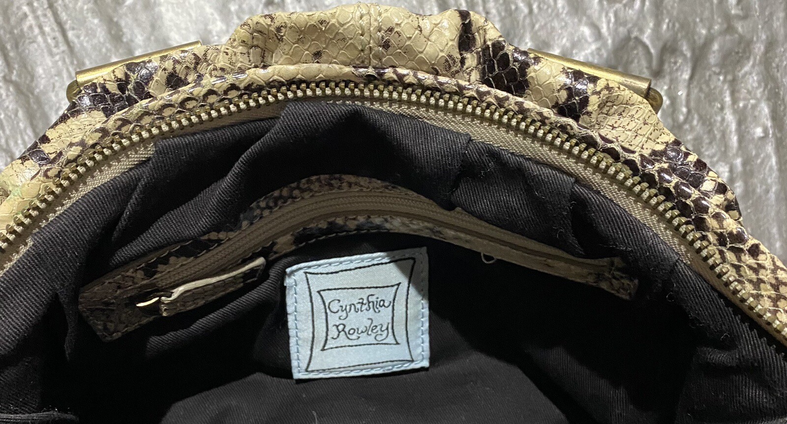 CYNTHIA ROWLEY Python Leather Baguette Handbag - image 3