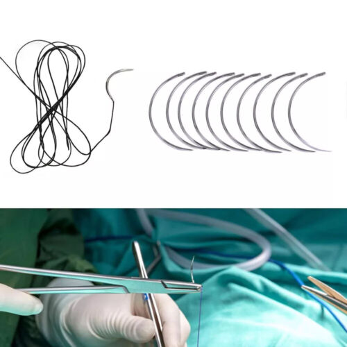10pcs Metal 1/2 Corner Medical Needle Suture Surgical Veterinary suture needles - Picture 6 of 15