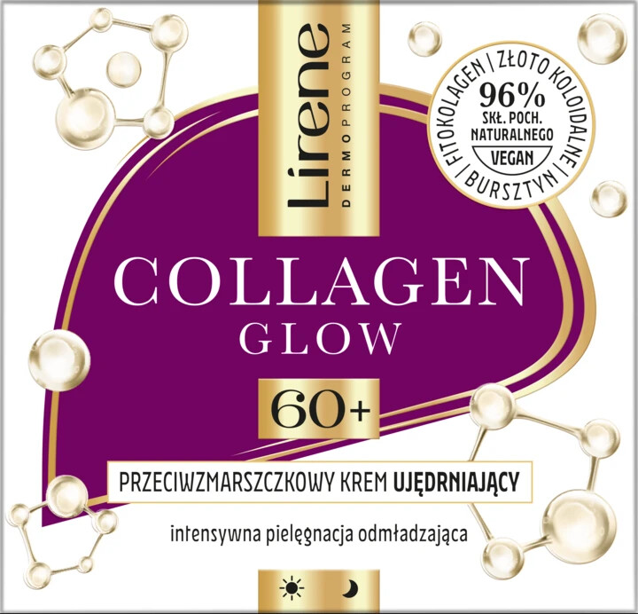Lirene Collagen Glow 60+ Anti Wrinkle Firming Cream Colloidal Gold Amber 50ml