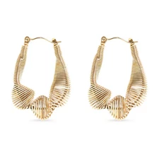 Large Spiral Spring Hoop Earrings Gold
