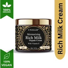 Unisaif Organic Rich Milk Moisturizing Cream, Vitamin E, Aloe Vera