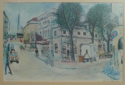 Lars Herder 1923-1976/ Lithograph Street Scene