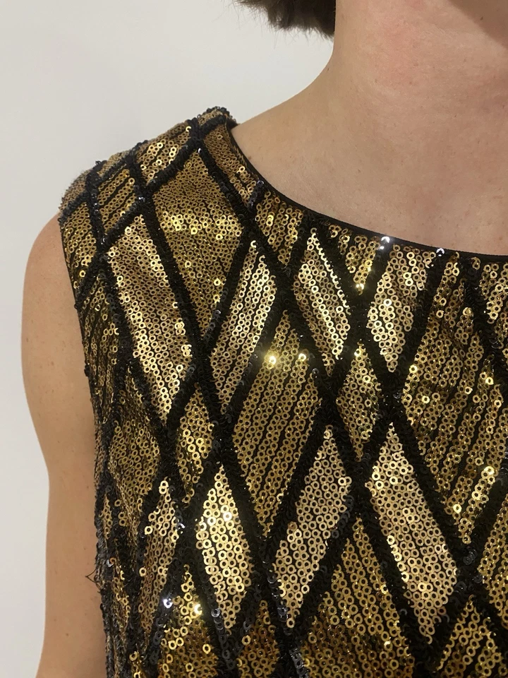 Mei Mei Dress Women’s Size 10 Formal/Cocktail, Black & Gold Sequins, As New - image 2 of 4