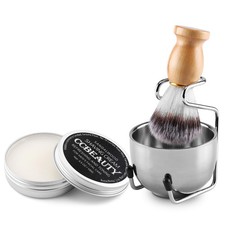 Mens Shaving Brush and Bowl Set, 4 in 1 Badger Shave Brushes Kit with Stainle...