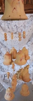 Vintage 24'' Kokapelli Sun & Moon Terra Cotta Wind Chimes Hand Painted 