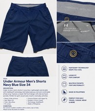 Under Armour Men  s HeatGear Golf Shorts Size 34 Navy Blue Loose Fit Polyester