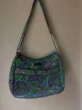 Vera Bradley Green Paisley Crossbody Shoulder Bag Large 14  x9  x6  School Work