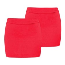 Womens Mini Skirt High Waisted Plain Stretch Bodycon Tube Pencil Skirt Pack Of 2