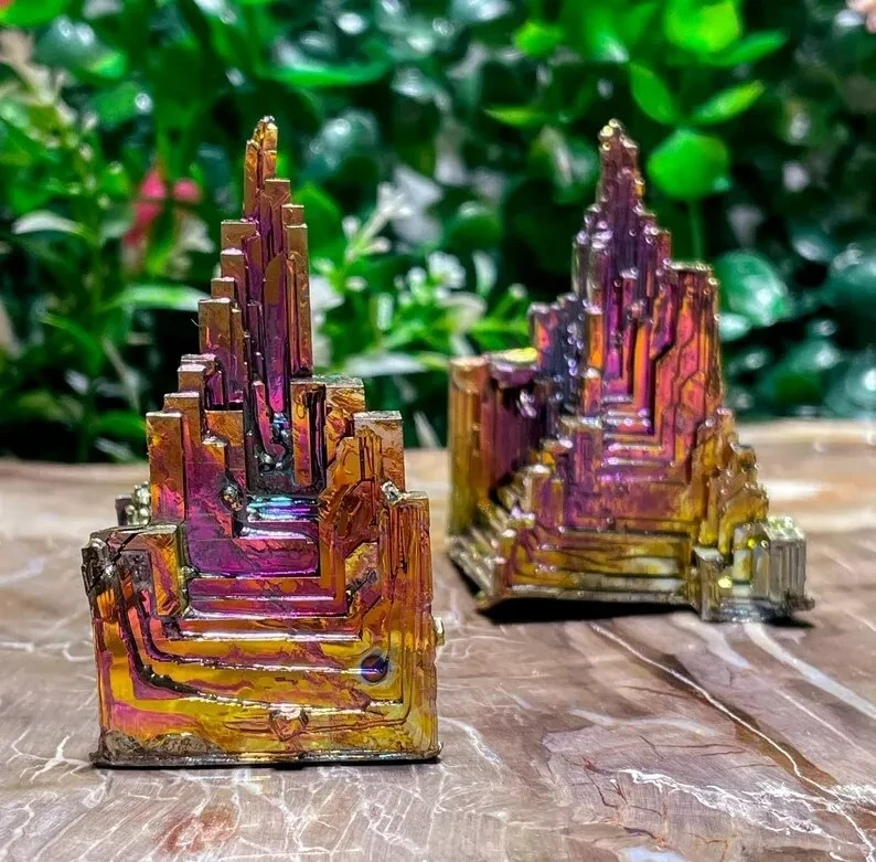 80-100g Aura Rainbow Titanium Bismuth Quartz Crystal Mineral Specimens Decor